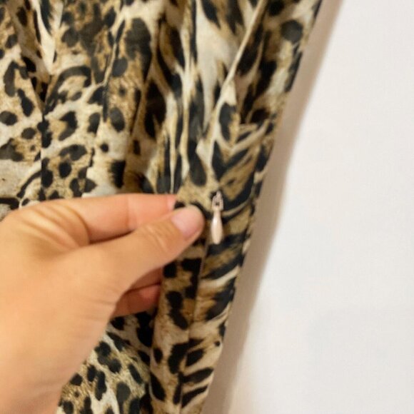 L'AGENCE Womens Sleeveless Leopard Print Sheath Dress Brown Sz 0 V-Neck Formal - Picture 4 of 9